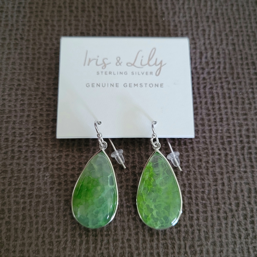 Iris & Lily Moss Green💚 Agate Earrings